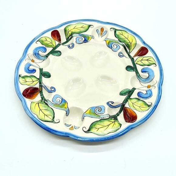 Fitz and Floyd Ricamo Deviled Egg Tray NWT - Picture 2 of 6